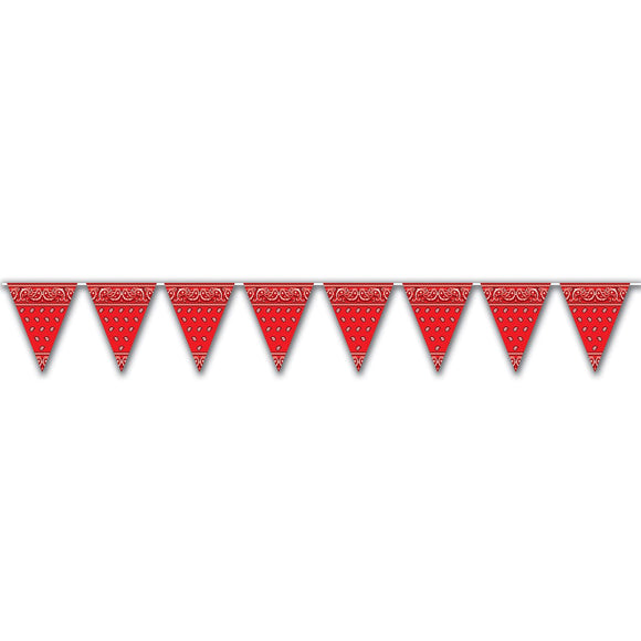 Beistle Western Red Bandana Pennant Banner, 12 ft 11 in  x 12' (1/Pkg) Party Supply Decoration : Western
