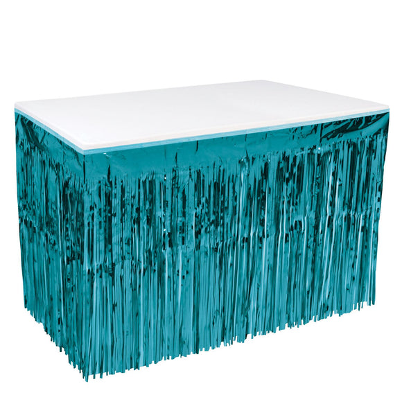 Beistle 1-Ply Metallic Table Skirting - Turquoise - Party Supply Decoration for General Occasion