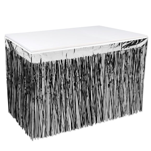 Beistle 2-Ply Metallic Table Skirting - Black and Silver - Party Supply Decoration for General Occasion
