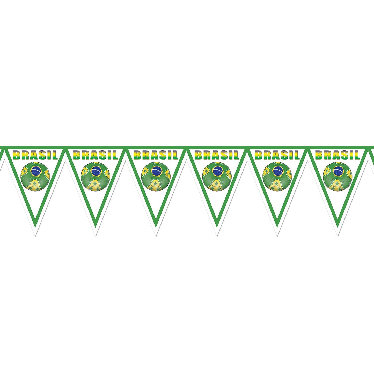 Beistle Brasil Soccer Pennant Banner 11 in  x 7' 4 in  (1/Pkg) Party Supply Decoration : Soccer