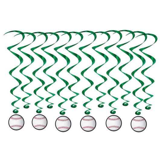 Beistle Baseball Whirls (12/PKG) - Party Supply Decoration for Baseball