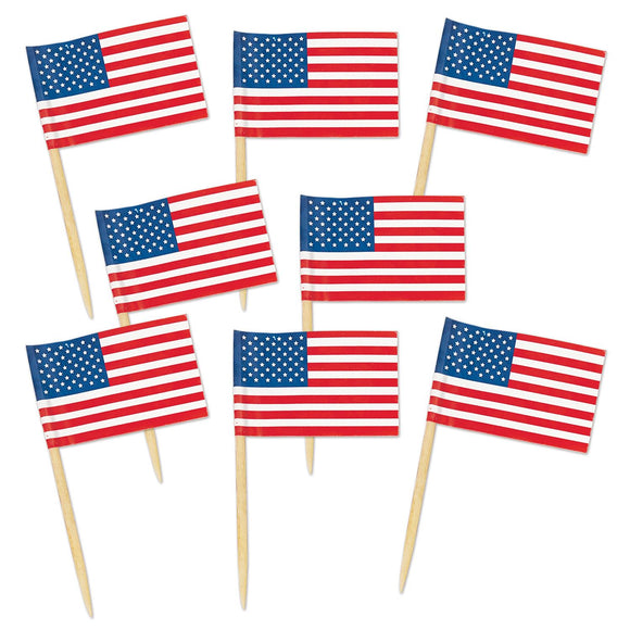 Beistle U.S. Flag Picks (50/pkg) - Party Supply Decoration for Patriotic