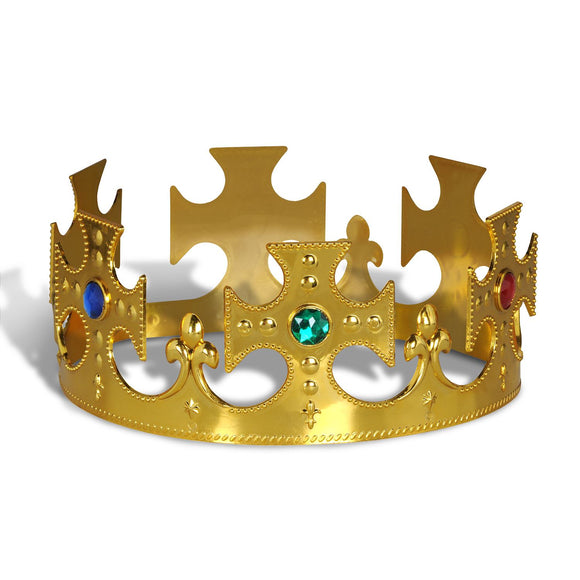 Beistle Plastic Jeweled Kings Crown Gold - Party Supply Decoration for Mardi Gras
