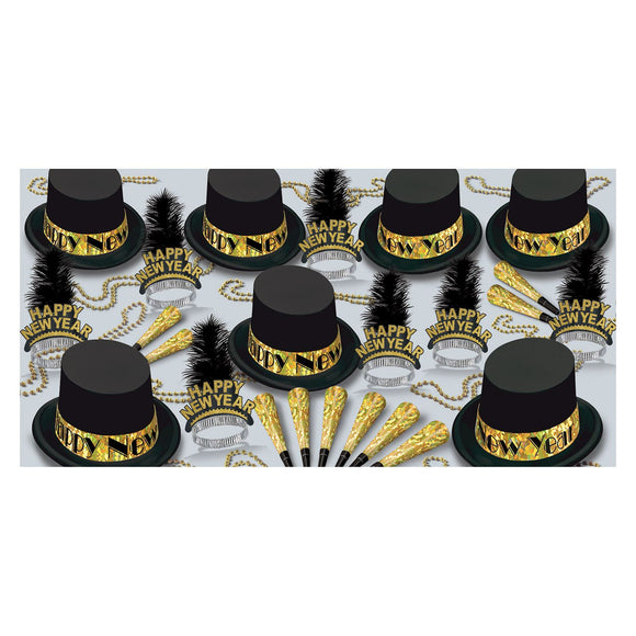 Beistle Gold Top Hat New Year Assortment (for 50 people) - Party Supply Decoration for New Years