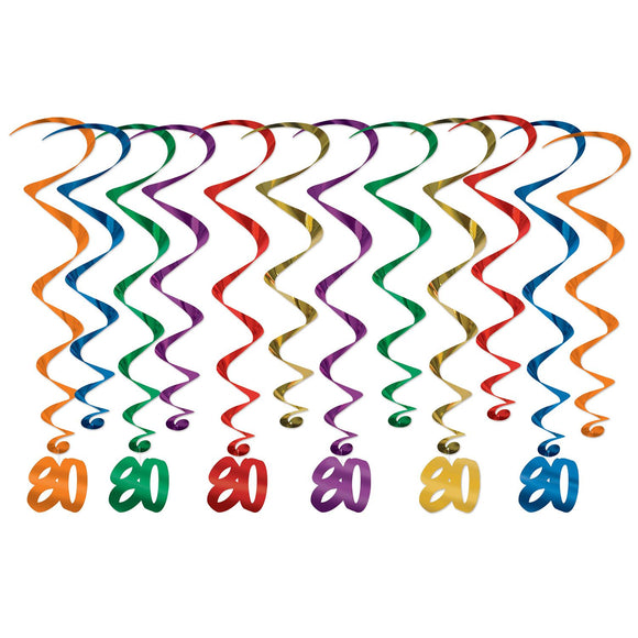 Beistle '80' Whirls - 12 Piece - Party Supply Decoration for Birthday