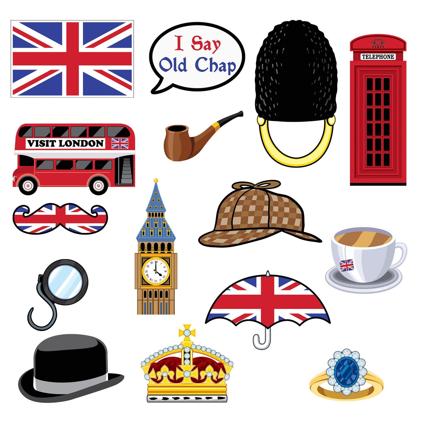 Beistle British Photo Fun Signs 5 in -110.5 in  (15/Pkg) Party Supply Decoration : British