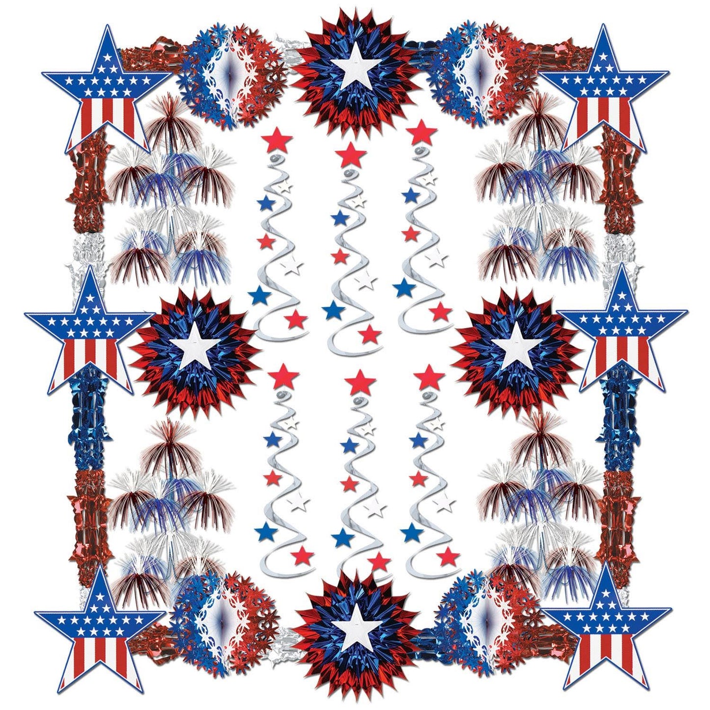 Beistle Patriotic Metallic Decorating Kit - Party Supply Decoration for Patriotic