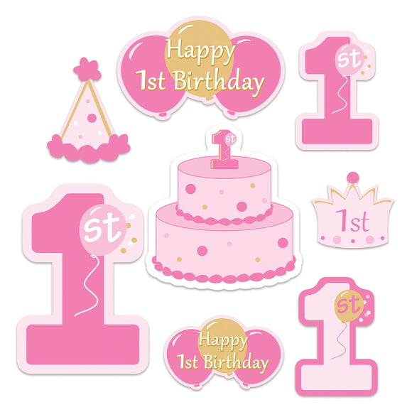 Beistle 1st Birthday Cutouts   (8/Pkg) Party Supply Decoration : 1st Birthday