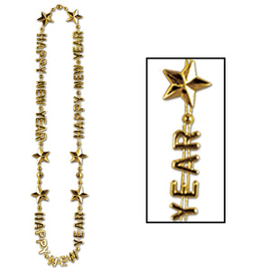 Beistle Gold Happy New Year Beads-of-Expression (1/pkg) - Party Supply Decoration for New Years