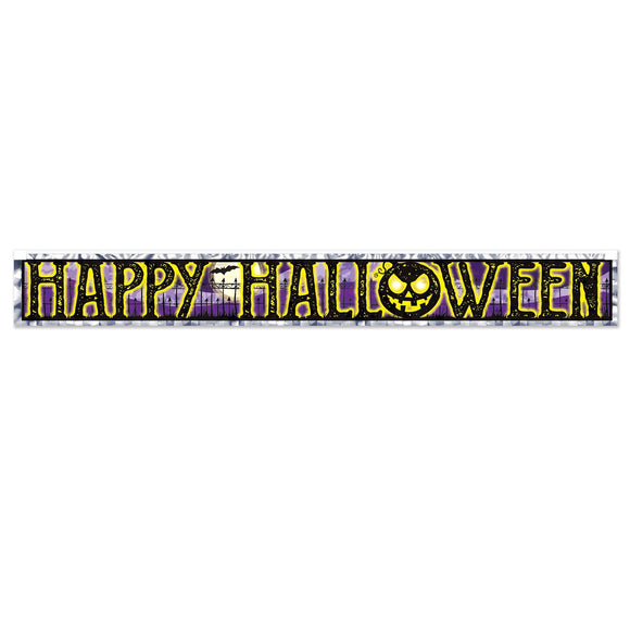 Beistle Metallic Happy Halloween Fringe Banner 70.5 in  x 5' (1/Pkg) Party Supply Decoration : Halloween