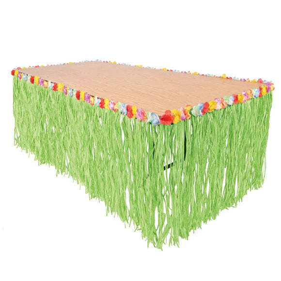 Beistle Green - Artificial Grass Table Skirting - Party Supply Decoration for Luau