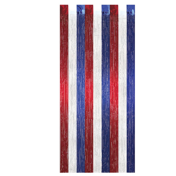 Beistle Red, White, and Blue 1-Ply Gleam N Curtain - Party Supply Decoration for Patriotic