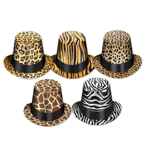 Beistle Assorted Animal Print Hi-Hats (sold 25 per box)   Party Supply Decoration : Jungle