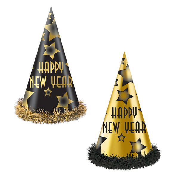 Beistle Happy New Year Party Hats - 25 per package 12 in   Party Supply Decoration : New Years