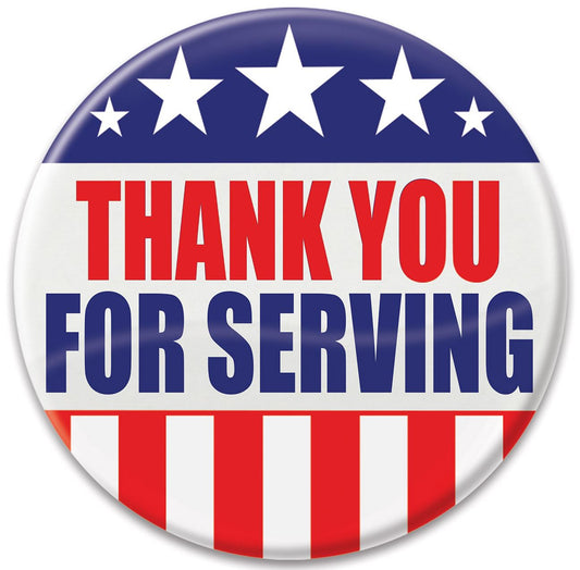 Beistle Thank You For Serving Button - Party Supply Decoration for Patriotic