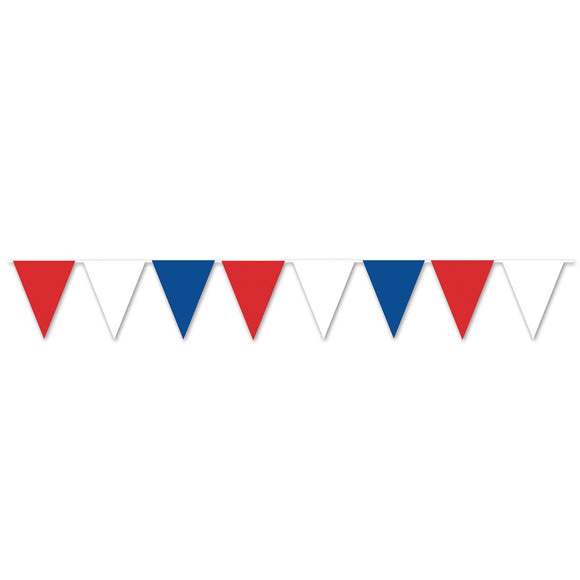 Beistle Red, White & Blue Pennant Banner 11 in  x 12' (1/Pkg) Party Supply Decoration : Patriotic