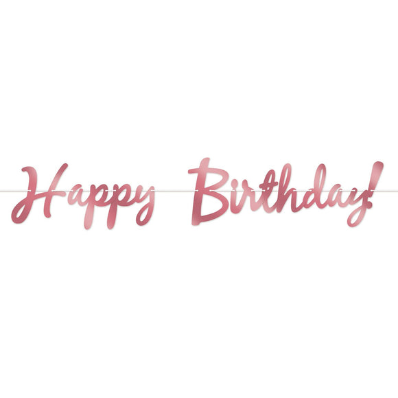 Beistle Rose Gold Foil Happy Birthday Streamer 9 in  x 5' (1/Pkg) Party Supply Decoration : Birthday