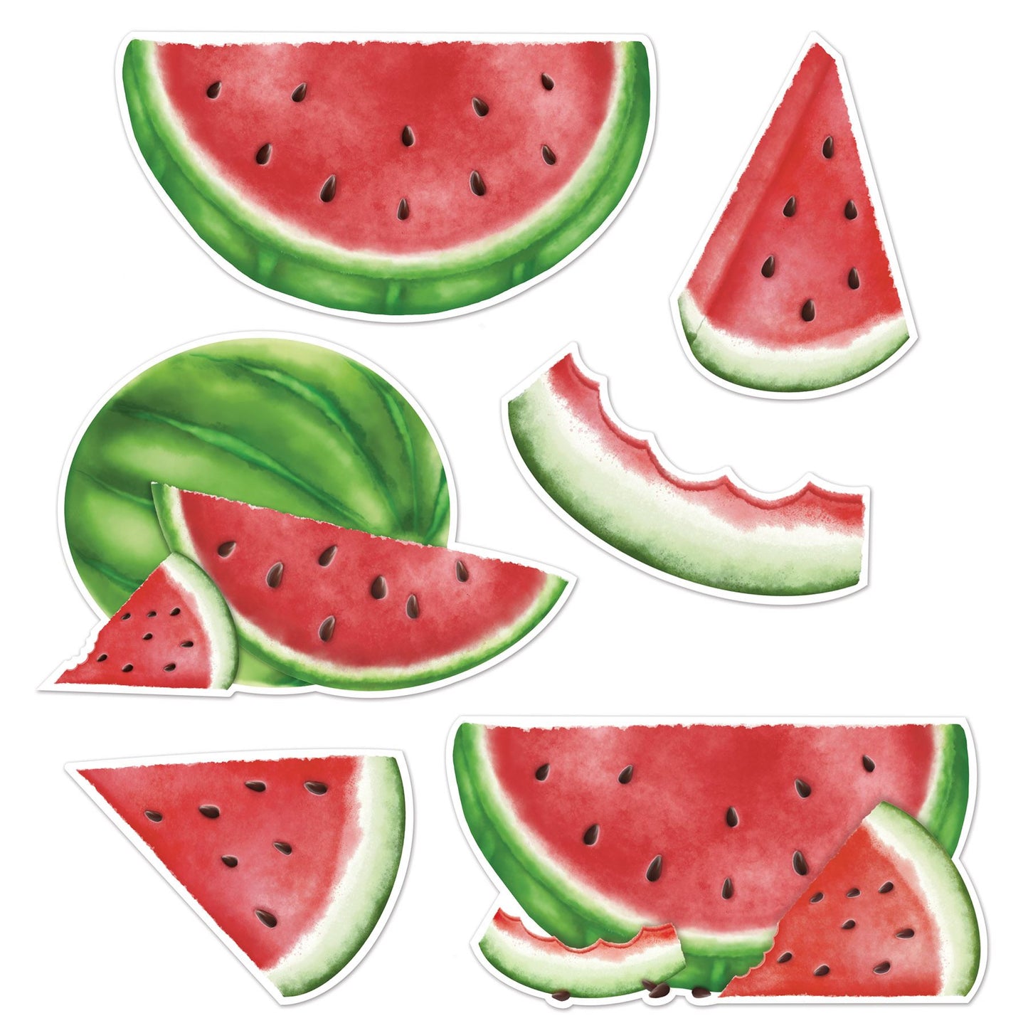 Beistle Watermelon Cutouts 5 in -11 in  (6/Pkg) Party Supply Decoration : Spring/Summer