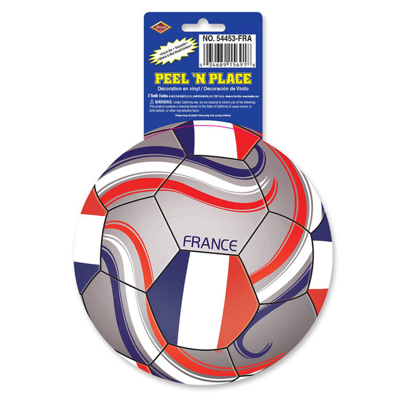 Beistle France Soccer Ball Peel 'N Place (1/Sheet) - Party Supply Decoration for Soccer