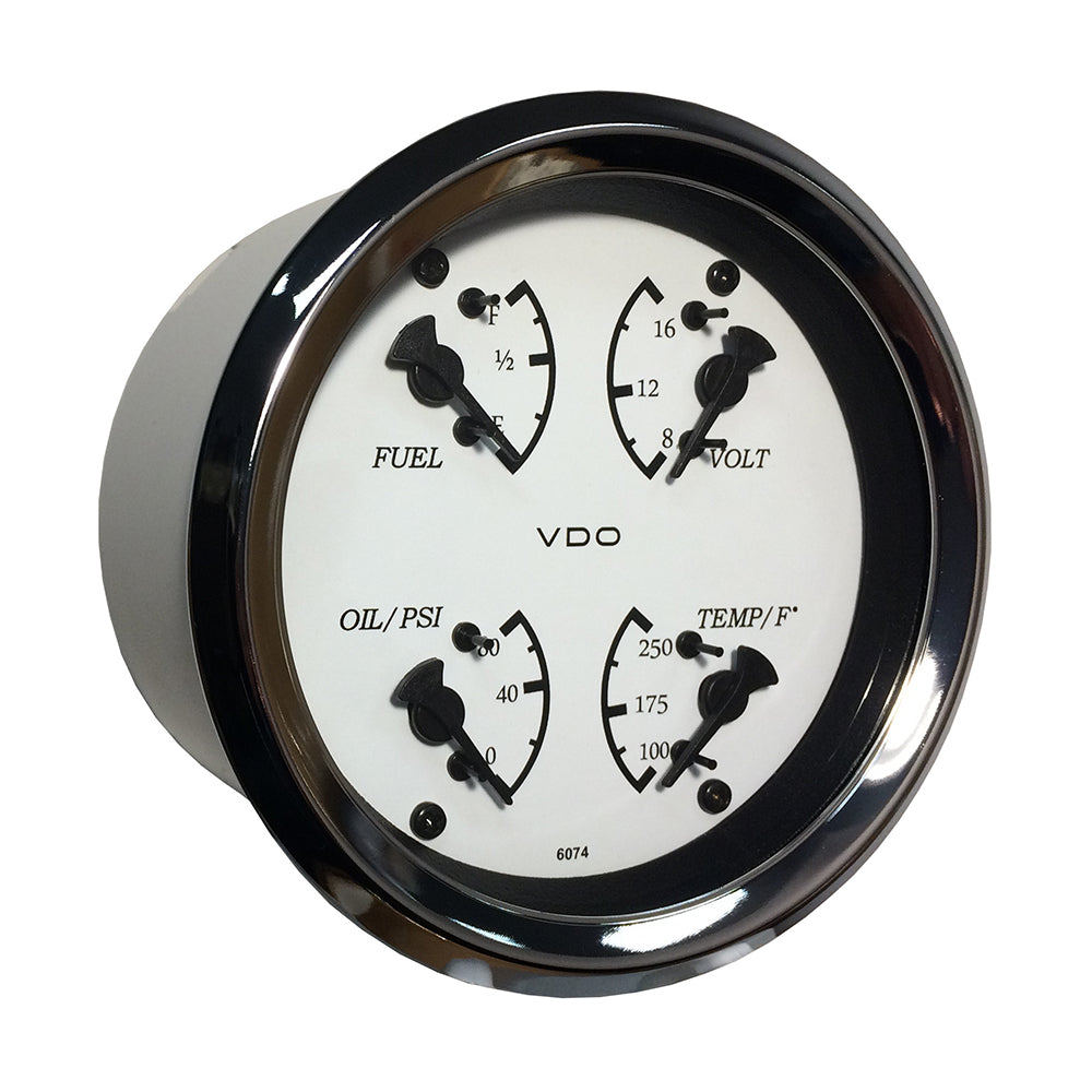 VDO Cockpit Marine 85mm (3-3/8") 4 in 1 Gauge - White Dial/Bezel [110-15800]