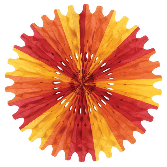 Beistle Gold, Orange, and Red Art-Tissue Fan - Party Supply Decoration for Thanksgiving / Fall