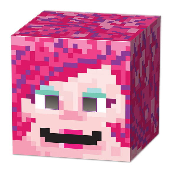 Beistle Gamer Girl 8-Bit Box Head - Party Supply Decoration for 8-Bit