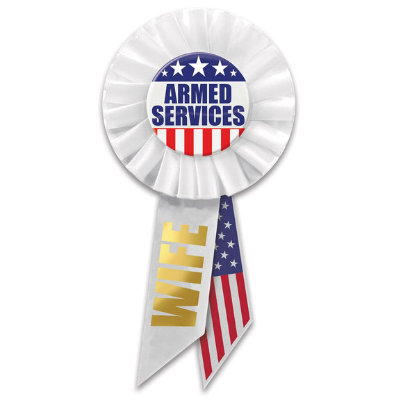 Beistle Armed Services Wife Rosette - Party Supply Decoration for Patriotic