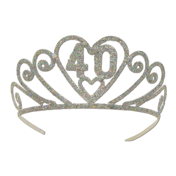 Beistle Glittered 40 Tiara - Party Supply Decoration for Birthday