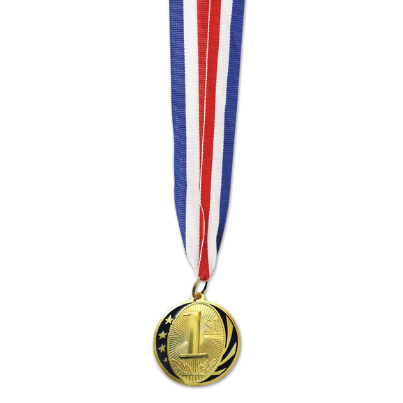 Beistle 1st Place Medal w/Ribbon - Party Supply Decoration for Sports