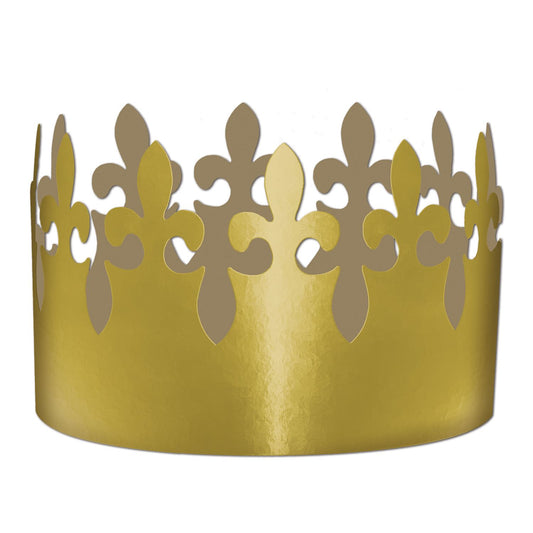 Beistle Gold Foil Fleur De Lis Crown (1/pkg) - Party Supply Decoration for Mardi Gras