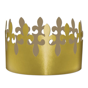 Beistle Gold Foil Fleur De Lis Crown (1/pkg) - Party Supply Decoration for Mardi Gras