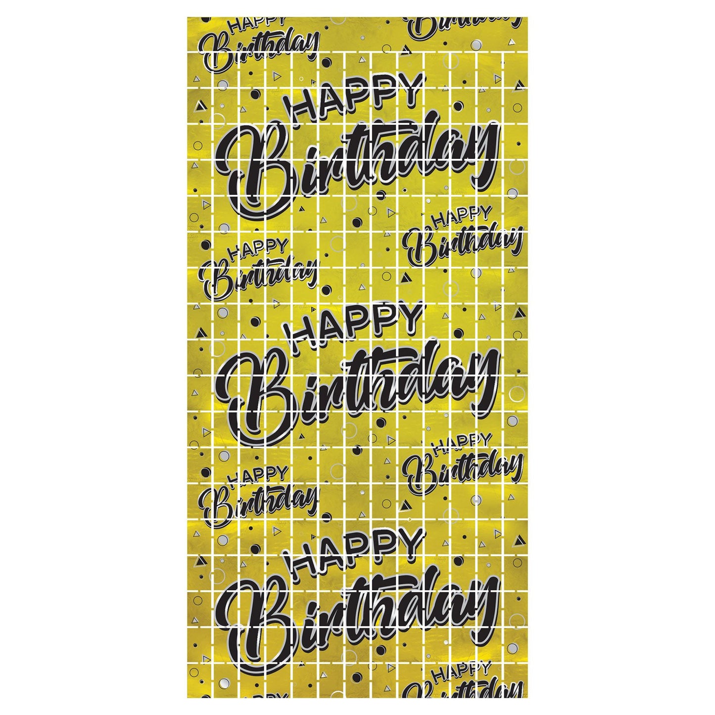 Beistle Happy Birthday Metallic Square Curtain - Party Supply Decoration for Birthday