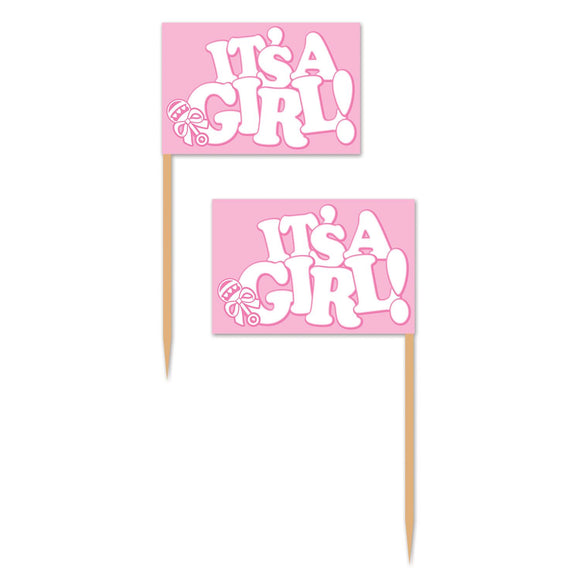 Beistle It's A Girl! Picks (50/pkg) - Party Supply Decoration for Baby Shower