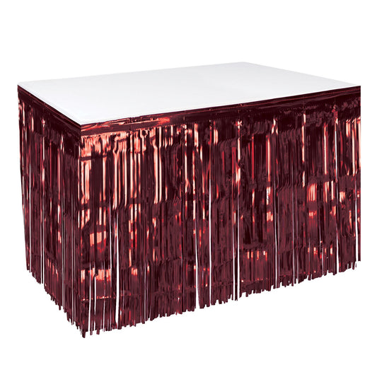 Beistle 1-Ply Metallic Table Skirting - Burgundy - Party Supply Decoration for General Occasion