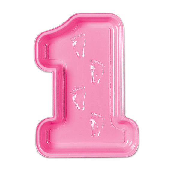 Beistle Plastic Baby's 1st Birthday Tray (pink) - Party Supply Decoration for 1st Birthday