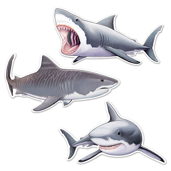 Beistle Shark Cutouts (3/Pkg)  (3/Pkg) Party Supply Decoration : Shark
