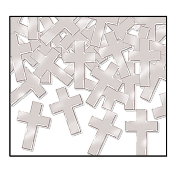 Beistle Silver Fanci-Fetti Crosses - Party Supply Decoration for Religious