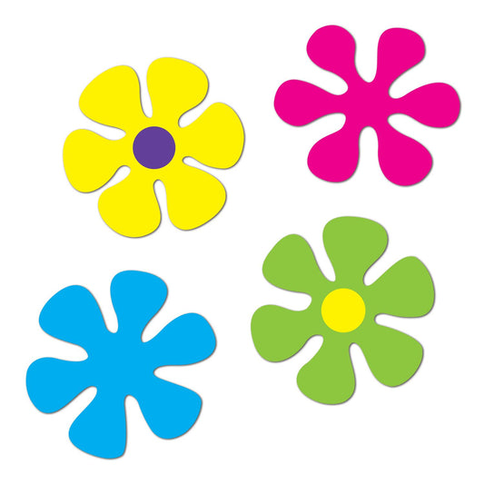 Beistle Retro Flower Cutouts   (4/Pkg) Party Supply Decoration : 60's