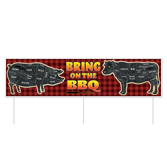 Beistle All Weather Jumbo Bring On The BBQ Yard Sign 110.75 in  x 3' 11 in  (1/Pkg) Party Supply Decoration : Spring/Summer