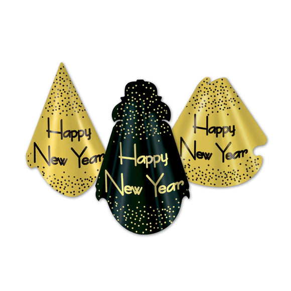 Beistle Sparkling Black and Gold New Year Hats (sold 50 per box)   Party Supply Decoration : New Years