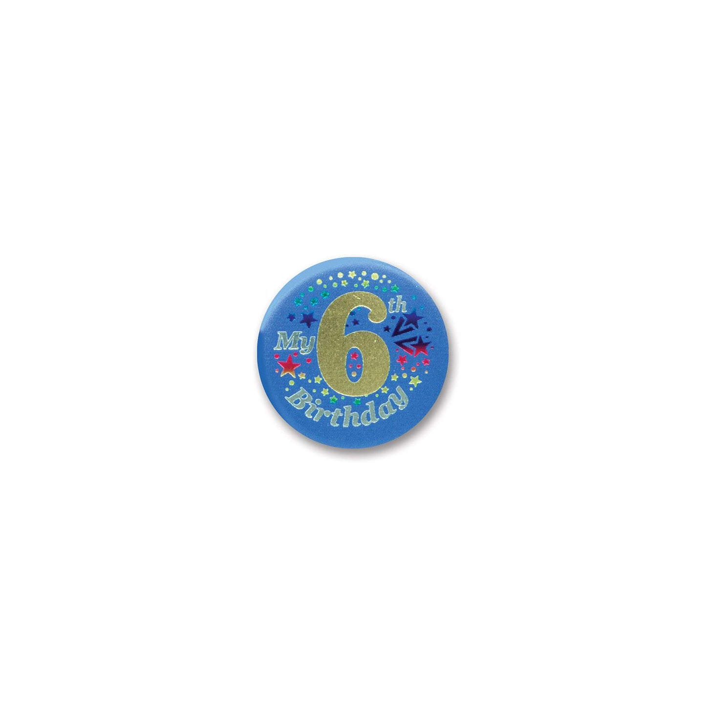 Beistle Blue My 6th Birthday Satin Button - Party Supply Decoration for Birthday