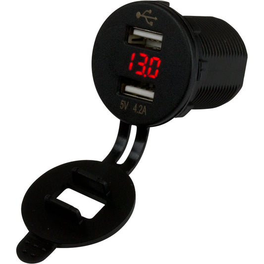 Sea-Dog Dual USB Socket/Voltmeter w/Hidden Display [426517-1]