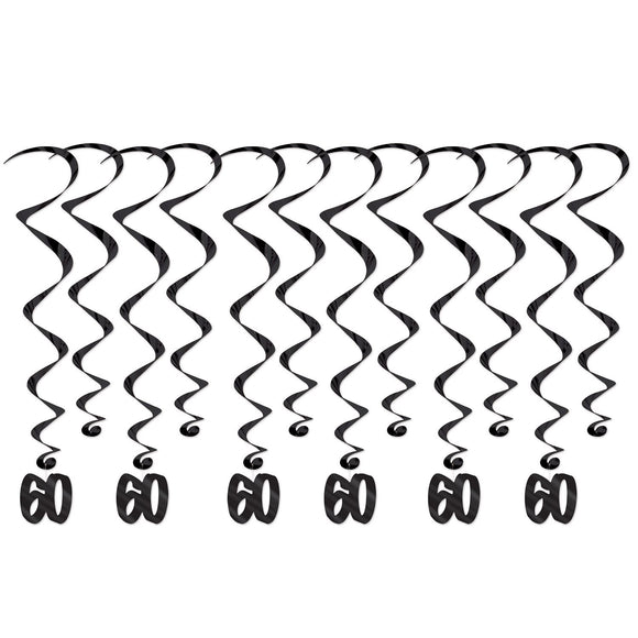 Beistle 60 Whirls - Black - Party Supply Decoration for Over-The-Hill