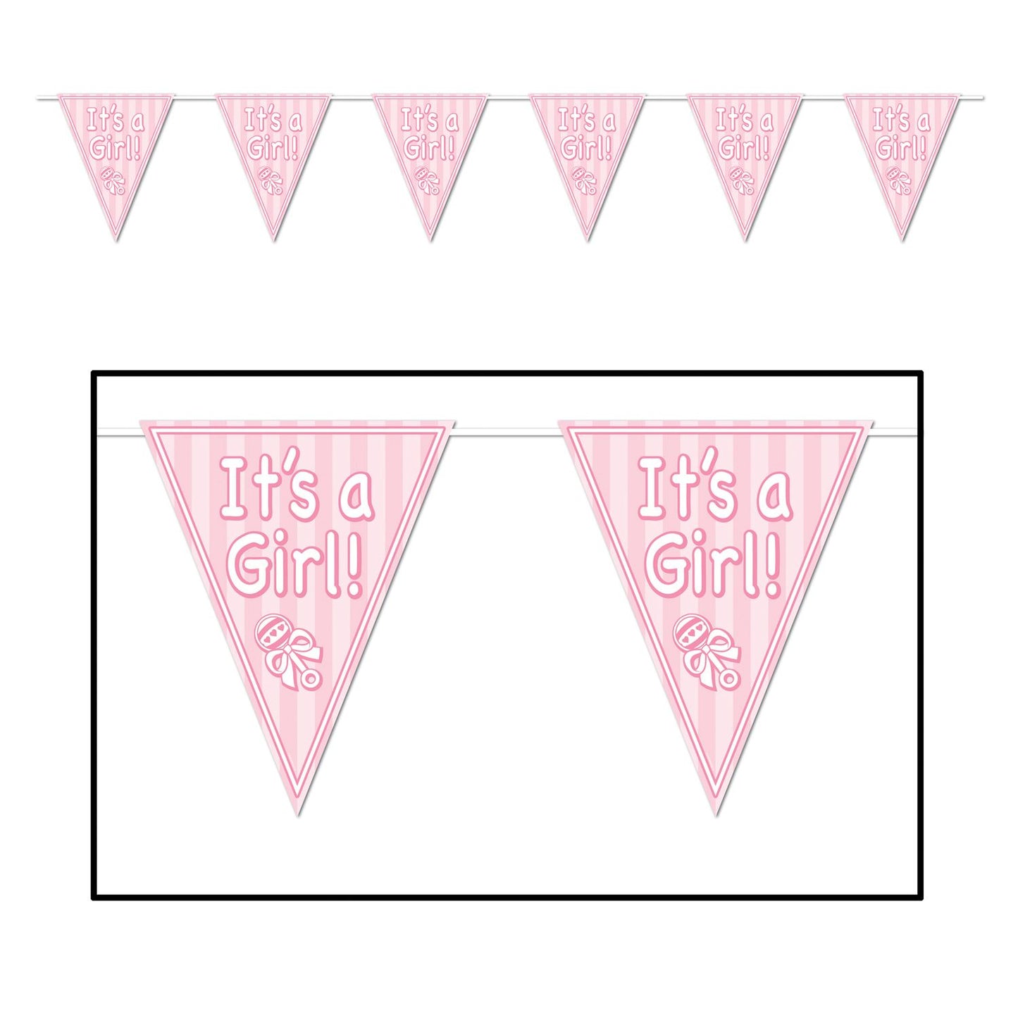 Beistle It's A Girl Pennant Banner 11 in  x 12' (1/Pkg) Party Supply Decoration : Baby Shower