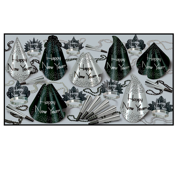 Beistle Sparkling Silver New Year Assortment (for 50 people) - Party Supply Decoration for New Years