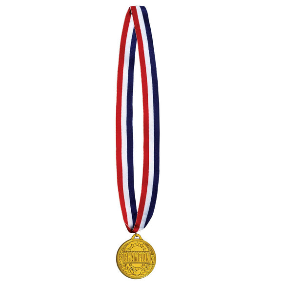 Beistle Champion Medal w/Ribbon - Party Supply Decoration for Sports