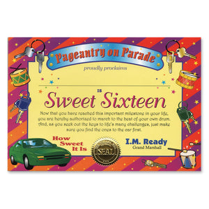 Beistle Sweet Sixteen Certificate - Party Supply Decoration for Sweet 16