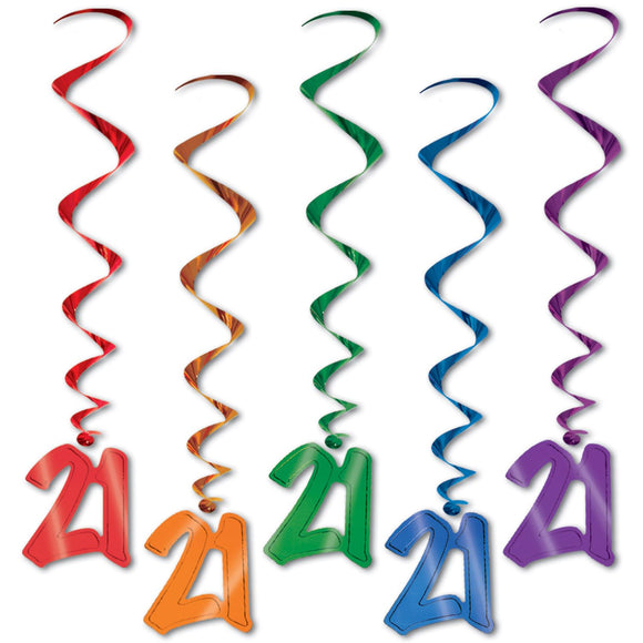 Beistle 21st Whirls (5/pkg) - Party Supply Decoration for 21st Birthday
