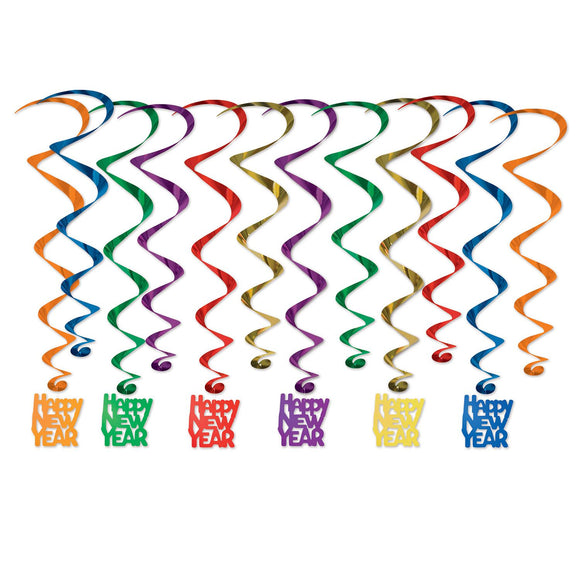 Beistle Happy New Year Whirls (12/PKG) - Party Supply Decoration for New Years