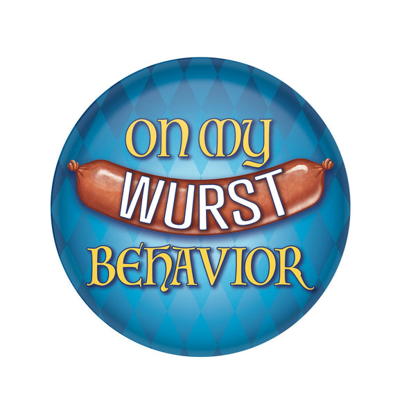 Beistle On My Wurst Behavior Button - Party Supply Decoration for Oktoberfest